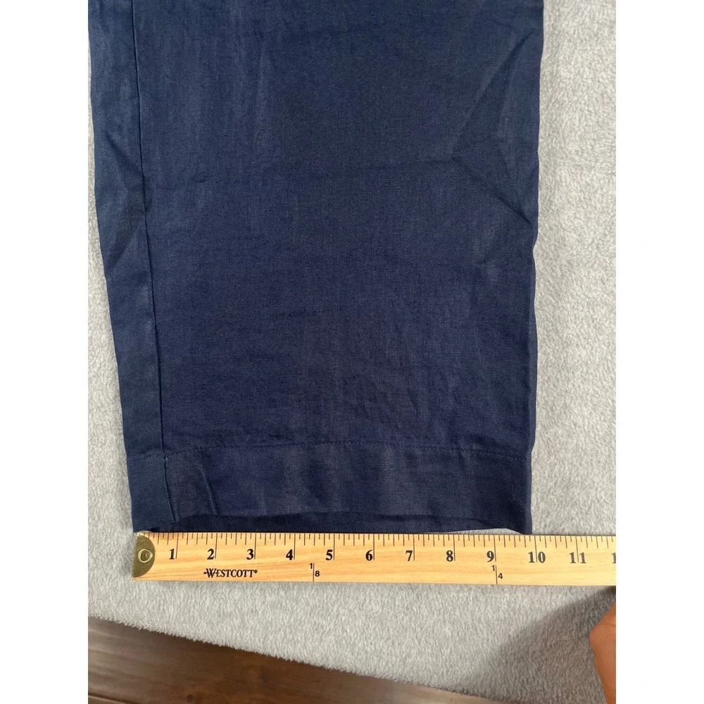 NWT! Quince Womens Navy 100% European Linen Patch Pocket Wide Leg Pants Size 12